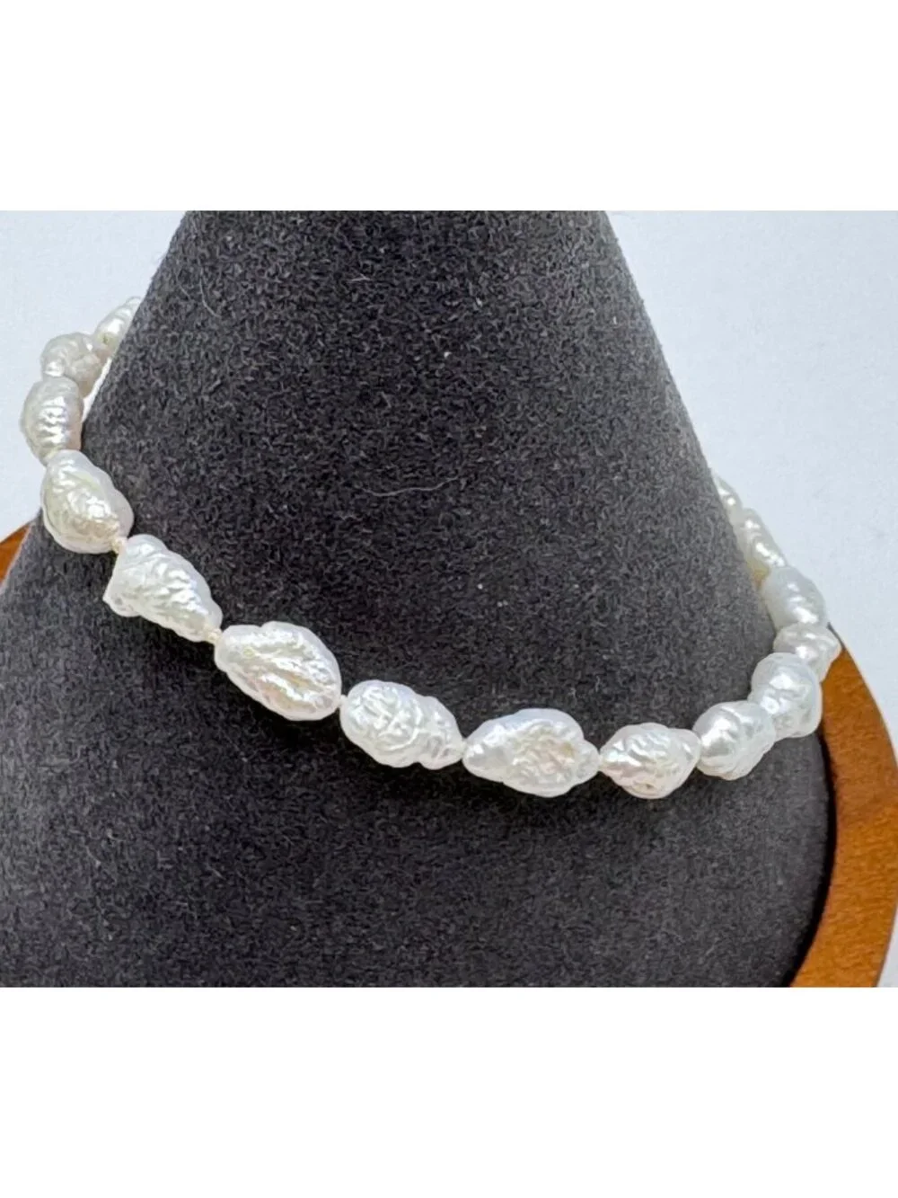 Boho Baroque Freshwater Pearl Nugget Link Bracelet Gold Tone Spring Ring Clasp